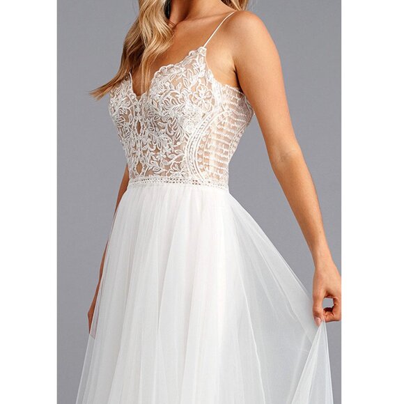 Off White Filigree Sweetheart Neck Formal Wedding Ball Gown Dress 14 - Picture 7 of 10